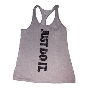 Nike The Nike Tee Women’s Athletic Cut Gray Racerback Just Do It Tank Top Sz XS